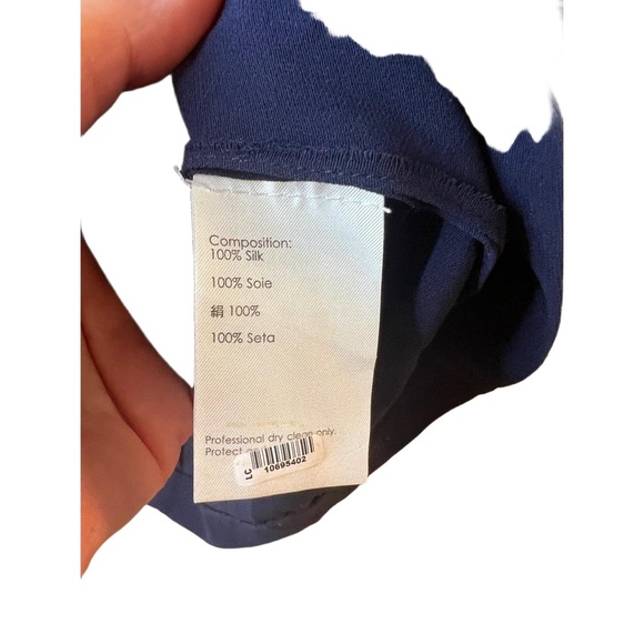 3.1 Phillip Lim Silk Navy Blue Beaded Collar Keyhole Back Sleeveless Blouse S - Picture 4 of 11